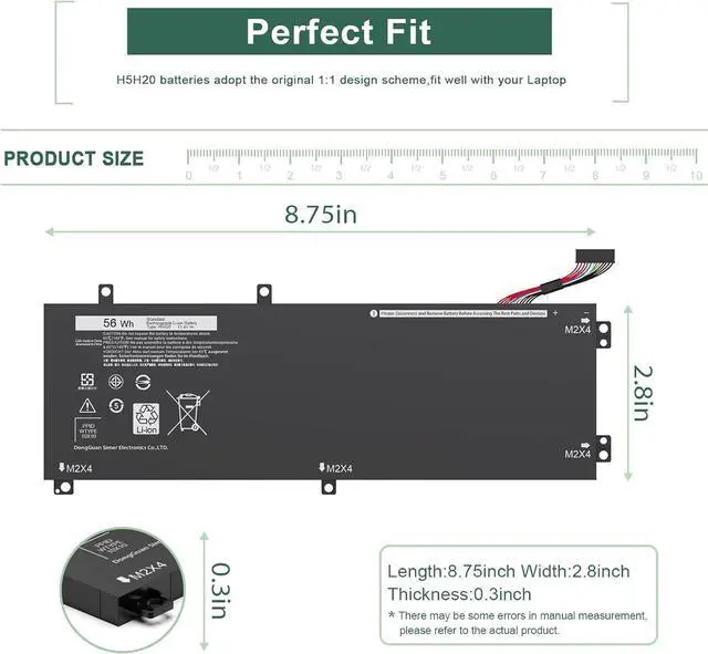 Alt view image 2 of 7 - RRCGW H5H20 Laptop Battery Compatible With Dell XPS 15 9550 9560 9570 9590 Inspiron 7590 7591 Precision 5510 5520 5530 5540 Series P56F P56F001 5D91C 05D91C 62MJV 062MJV M7R96 0RRCGW 5041C 05041C