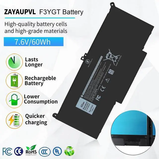 Alt view image 2 of 7 - 60Wh F3YGT Battery Latitude 7480 Battery Replacement for Dell Latitude 12 7000 7280 7290/13 7000 7380 7390 P29S002/14 7000 7480 7490 P28S P28S001 P73G P73G002 Series DM3WC 0DM3WC DM6WC 2X39G 7.6V