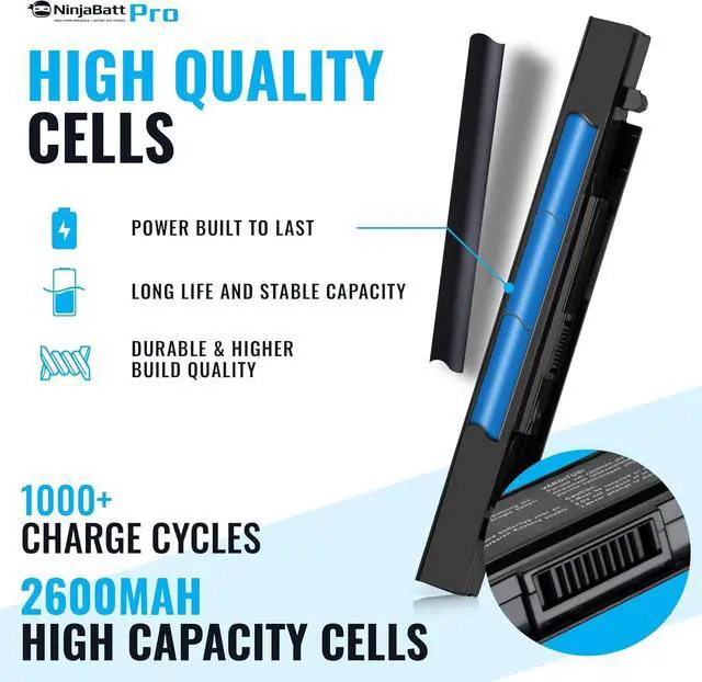 Alt view image 2 of 7 - NinjaBatt Pro Battery for Asus A41-X550A A41-X550 R510C X550C X550L X550J R510L X550CA X552E X550V K550L F550V X550A P550C X550EA X550D R510 X550VX F550C - Premium Cells [4 Cells/2600mAh/44Wh]