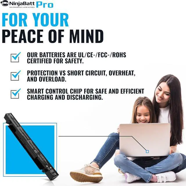 Alt view image 7 of 7 - NinjaBatt Pro Battery for Asus A41-X550A A41-X550 R510C X550C X550L X550J R510L X550CA X552E X550V K550L F550V X550A P550C X550EA X550D R510 X550VX F550C - Premium Cells [4 Cells/2600mAh/44Wh]