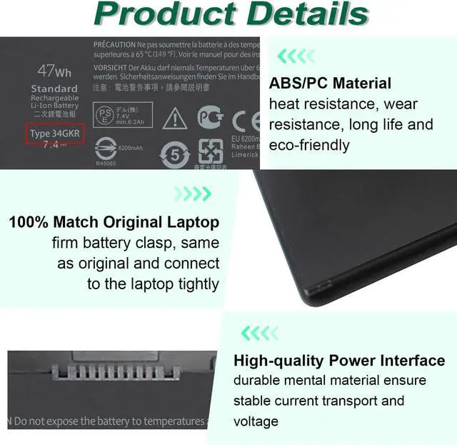 Alt view image 4 of 7 - DMKAOLLK E7440 Laptop Battery for Dell Latitude 14 7000 E7440 E7450 E7420 Series PFXCR 34GKR F38HT G95J5 3RNFD G0G2M T19VW 909H5 0909H5 451-BBFT 451-BBFV 451-BBFY E225846 Notebook Battery