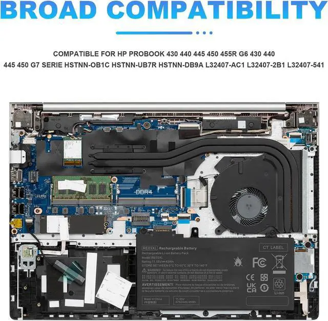 Alt view image 6 of 7 - Fancy Buying RE03XL L32656-005 Laptop Battery for HP ProBook 430 440 445 450 455R G6 G7 Series ZHAN 66 Pro 13 14 15 G2 G3 Series L32407-AC1 L32407-2B1 L32407-541 HSTNN-OB1C HSTNN-UB7R HSTNN-DB9A