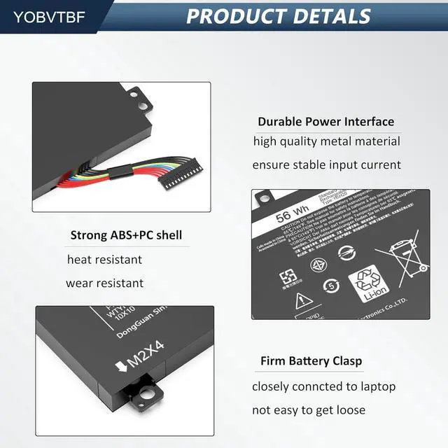 Alt view image 3 of 7 - RRCGW H5H20 Laptop Battery Compatible With Dell XPS 15 9550 9560 9570 9590 Inspiron 7590 7591 Precision 5510 5520 5530 5540 Series P56F P56F001 5D91C 05D91C 62MJV 062MJV M7R96 0RRCGW 5041C 05041C