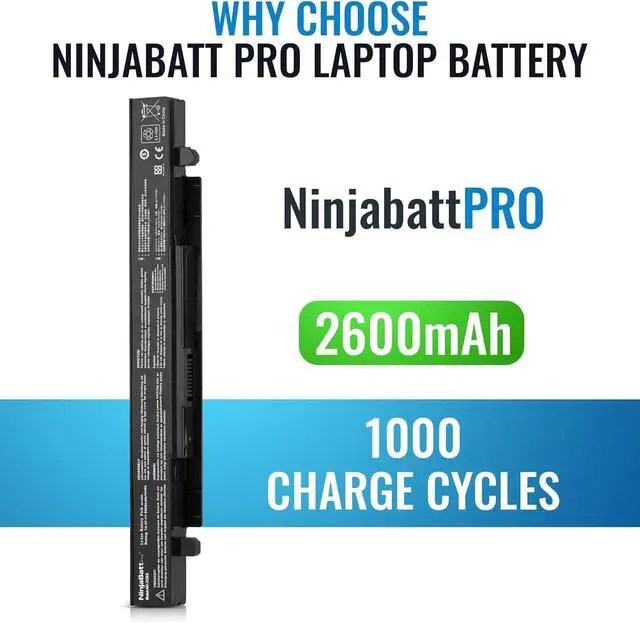 Alt view image 3 of 7 - NinjaBatt Pro Battery for Asus A41-X550A A41-X550 R510C X550C X550L X550J R510L X550CA X552E X550V K550L F550V X550A P550C X550EA X550D R510 X550VX F550C - Premium Cells [4 Cells/2600mAh/44Wh]