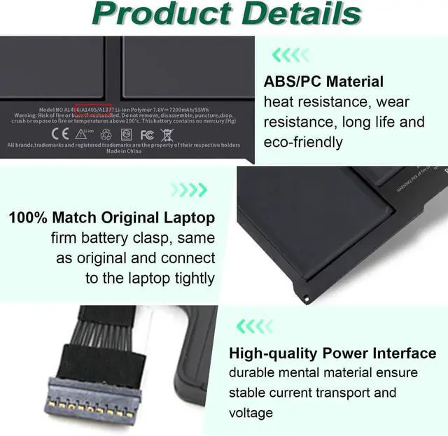 Alt view image 3 of 6 - A1405 A1466 Laptop Battery for MacBook Air 13 inch A1466(Mid 2012, Mid 2013, Early 2014, Early 2015, 2017) A1369(Late 2010, Mid 2011 Version) fits A1496 A1377 [EMC :2925, 2469, 2559, 2392, 2632, 3178]