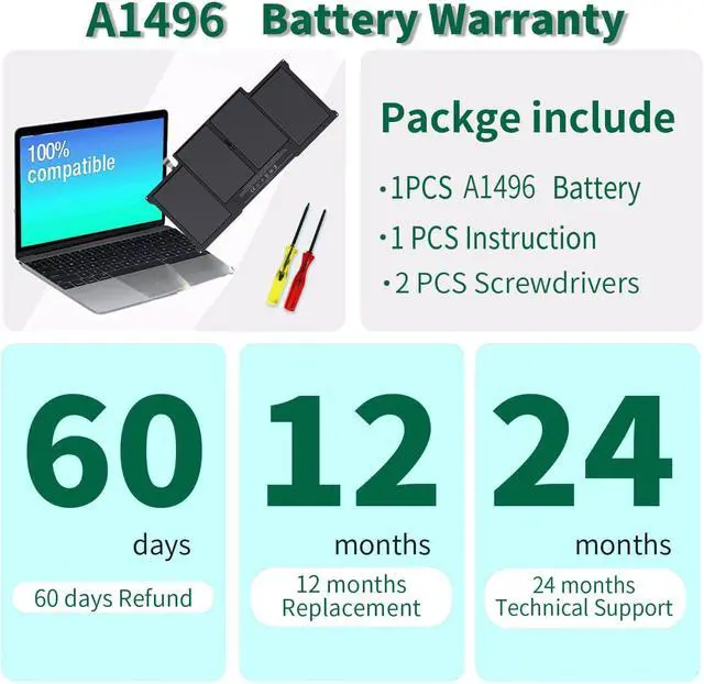 Alt view image 6 of 6 - A1405 A1466 Laptop Battery for MacBook Air 13 inch A1466(Mid 2012, Mid 2013, Early 2014, Early 2015, 2017) A1369(Late 2010, Mid 2011 Version) fits A1496 A1377 [EMC :2925, 2469, 2559, 2392, 2632, 3178]