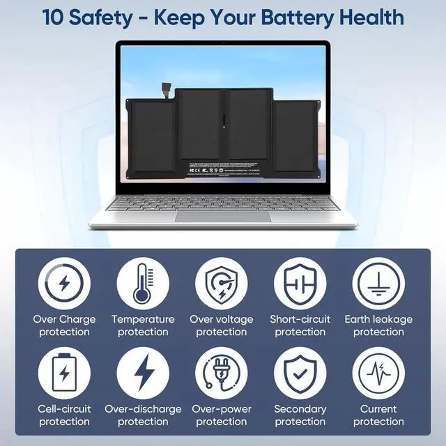 Alt view image 5 of 7 - 8000mAh A1466 Replacement Laptop Battery for MacBook Air 13 inch A1466 (Mid 2012,Mid 2013,Early 2014,Early 2015,2017) A1369(Late 2010,Mid 2011 Version) A1496 A1405 A1377 (EMC :2925, 2469, 2559, 2392)