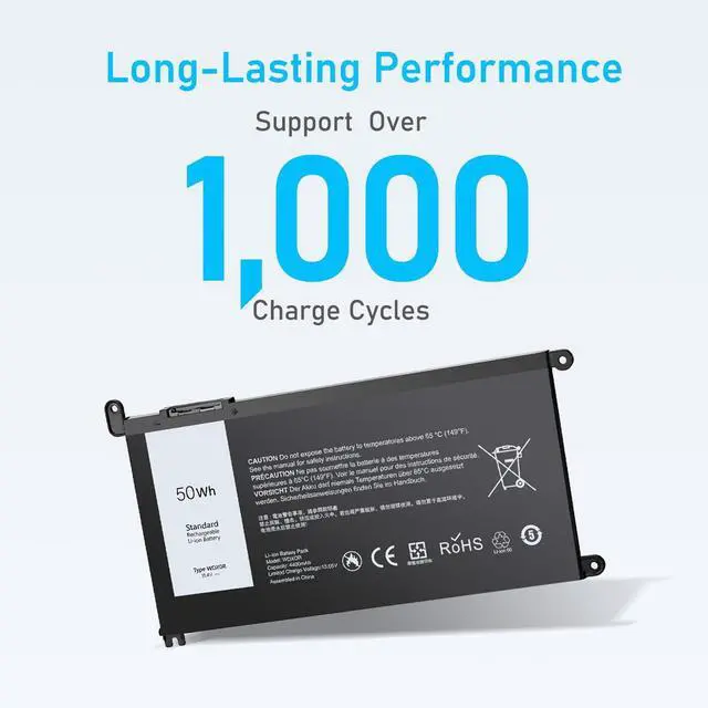 Alt view image 3 of 7 - Upgraded 50Wh WDX0R Laptop Battery Replacement for Dell Inspiron 13 15 5000 7000 Series 5378 7378 5570 7573 7579 Latitude 3500 3580 WDXOR P69G 3CRH3 P58F and More