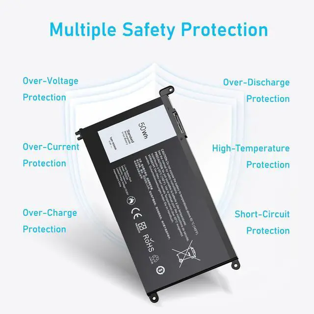 Alt view image 7 of 7 - Upgraded 50Wh WDX0R Laptop Battery Replacement for Dell Inspiron 13 15 5000 7000 Series 5378 7378 5570 7573 7579 Latitude 3500 3580 WDXOR P69G 3CRH3 P58F and More