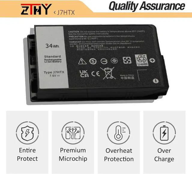Alt view image 5 of 7 - ZTHY J7HTX 7XNTR Battery Compatible with Dell Latitude 7202 7212 7220 Rugged Extreme Tablet Series FH8RW J82G5 2JT7D 02JT7D VW5Y4 451-BBOR 451-BCCO 451-BCDH T03H T03H001 T03H002 7.6V 34Wh 4342mAh