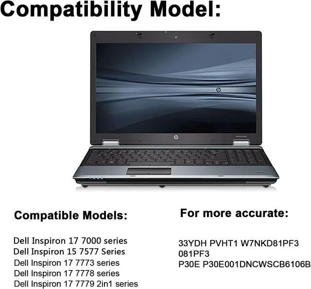 Alt view image 2 of 6 - 33YDH laptop Battery replacement for Dell Inspiron 17 7000 7786 7779 7773 7778 G3 G5 G7 3579 3779 5587 7588 15 7577 Latitude 13 3380 14 3490 15 3590 3580 99NF2 PVHT1 P72F 81PF3 081PF3 P30E001 56WH