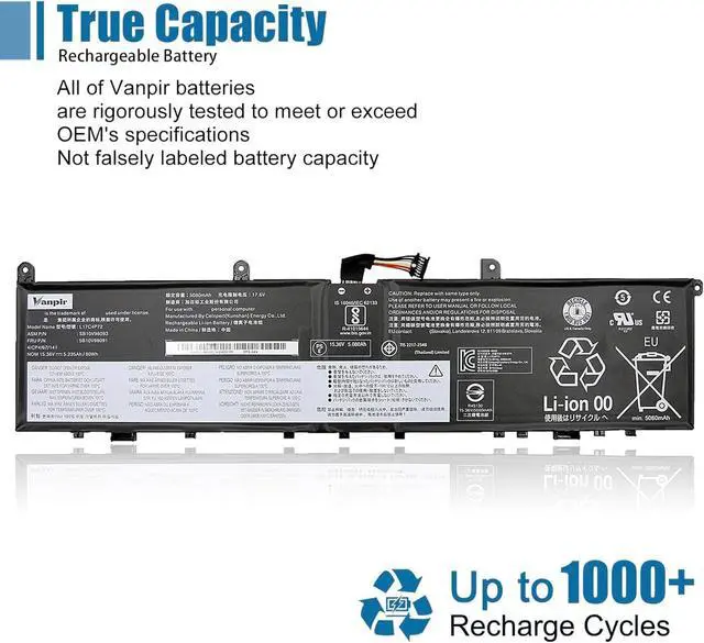 Alt view image 5 of 7 - L17C4P72 Laptop Battery,15.36V 80Wh 5235mAh Compatible with Lenovo ThinkPad X1 Extreme 1st Gen/2nd Gen ThinkPad P1 1st Gen/2nd Gen Series L17M4P72 01AY968 01AY969 L18M4P71 01YU911 5B10V98091