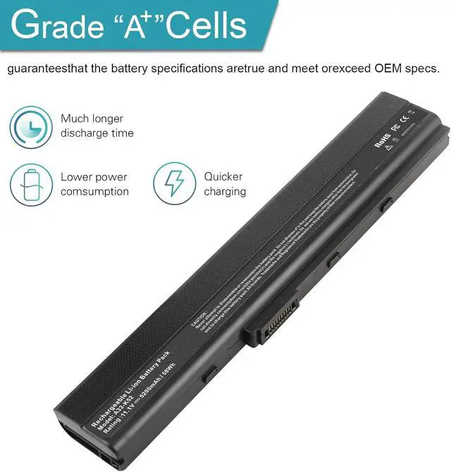 Alt view image 5 of 7 - A32-K52 Laptop Battery for ASUS A52F A52J K52F X52N X52J X52F K52D K52J X5IJ K52 K52D K52DE K52DE-EX064V K52F-B1 K52F-BBR5 K52F-BBR9 K52f-c1 K52F-C2B K52FK52F-A1 K52f-SX051V K52N-EX035V K52Xi