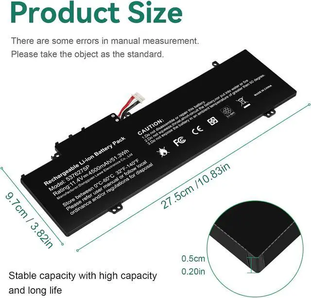 Alt view image 2 of 7 - 5376275P NV-509067-3S UTL-509068-3S Laptop Battery for Gateway GWTN141-10BK GWTN141-10BL GWTN141-10GR GWTN141-4 Gwtn141-4BL GWTN141-4BK GWTN156-5BL GWTN141-2BL GWTN156-7BK 11.4V 51.3Wh 4500mAh