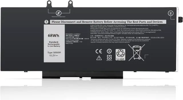 Main image of 3HWPP Laptop Battery Compatible for Dell Latitude 5401 5410 5411 5501 5510 5511, Precision 3541 3551 Inspiron 17 7500/7506 2-in-1 Black Series Notebook 03HWPP 10X1J N2NLL 1VY7F 15.2V 68Wh