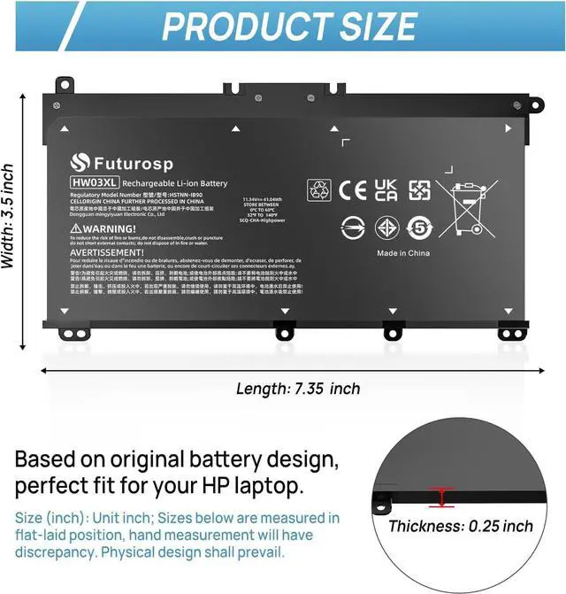 Alt view image 2 of 6 - HW03XL L97300-005 Laptop Battery Replacement for HP Pavilion 15-EG 15-EH 17-CN 17-CP 15-eg0073cl 15-eg0070wm 15-eh0050wm 17-cn0xxx 17-cn0053cl 17-cn0023dx HWO3XL HW03041XL L96887-421