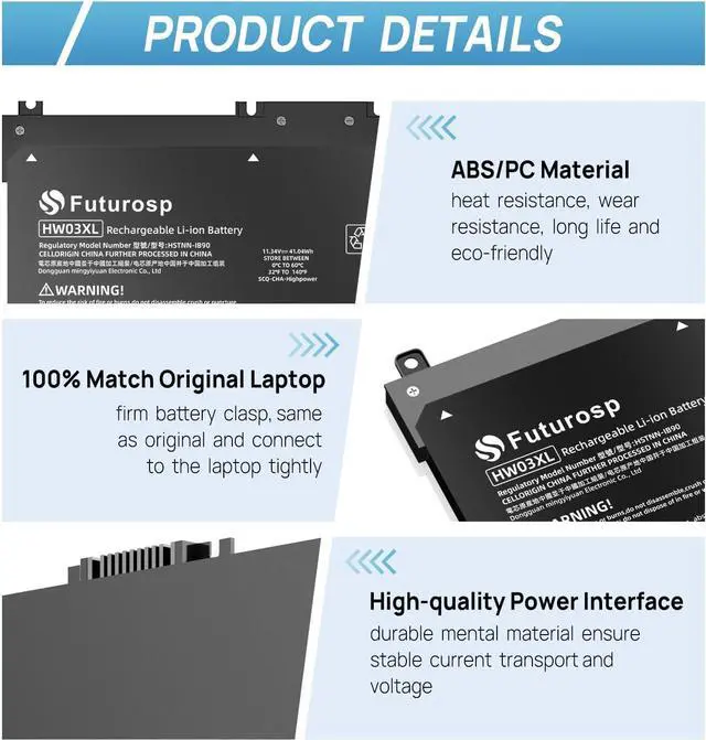 Alt view image 3 of 6 - HW03XL L97300-005 Laptop Battery Replacement for HP Pavilion 15-EG 15-EH 17-CN 17-CP 15-eg0073cl 15-eg0070wm 15-eh0050wm 17-cn0xxx 17-cn0053cl 17-cn0023dx HWO3XL HW03041XL L96887-421