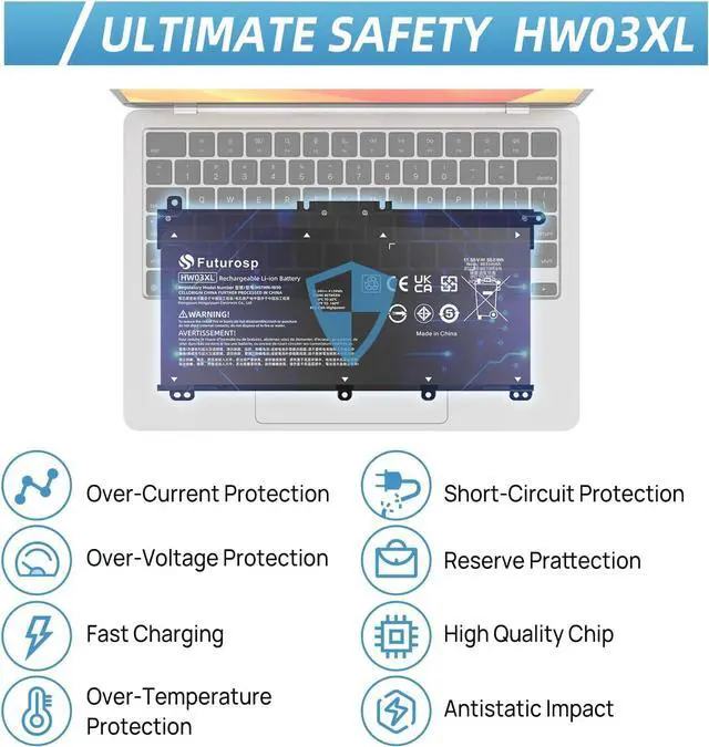 Alt view image 5 of 6 - HW03XL L97300-005 Laptop Battery Replacement for HP Pavilion 15-EG 15-EH 17-CN 17-CP 15-eg0073cl 15-eg0070wm 15-eh0050wm 17-cn0xxx 17-cn0053cl 17-cn0023dx HWO3XL HW03041XL L96887-421