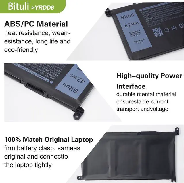 Alt view image 3 of 6 - YRDD6 1VX1H Battery for Dell Inspiron 5482 5485 7586 3583 5491 5591 5481 3310 2-in-1 5593 5584 3493 3593 3793 5480 3582 5581 5590 3584 5493 5585 5594 5598 3501 P93G001 VM732 Vostro 3491 5490