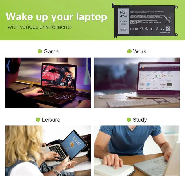 Alt view image 5 of 6 - YRDD6 1VX1H Battery for Dell Inspiron 5482 5485 7586 3583 5491 5591 5481 3310 2-in-1 5593 5584 3493 3593 3793 5480 3582 5581 5590 3584 5493 5585 5594 5598 3501 P93G001 VM732 Vostro 3491 5490