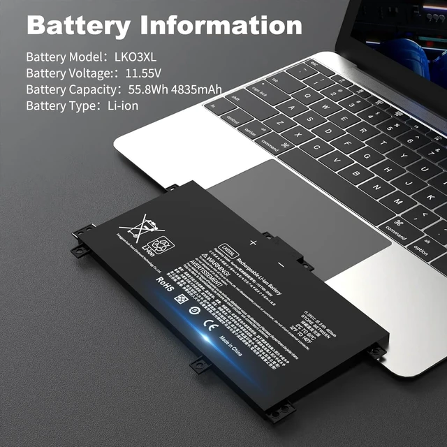 Alt view image 2 of 7 - LK03XL Laptop Battery Compatible with Hp Envy X360 L09281-855 916814-855 916368-421 15M-CN0XXX 15M-CN0012DX 15M-CN0011DX 15M-BP112DX 15M-CP0XXX 15-CN0XXX 17M-AE0XX 17M-AE111DX 17-AE1XX