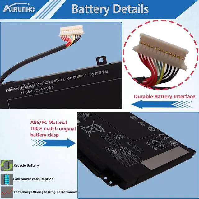 Alt view image 3 of 7 - PG03XL 52.5Wh L48495-005 Laptop Battery Replacement for HP Pavilion Gaming 15-DK 15-dk0000 15-DK0125TX OMEN 5X FPC52 Series HSTNN-OB1I L48430-AC1 L48430-2C1 11.55V 4323