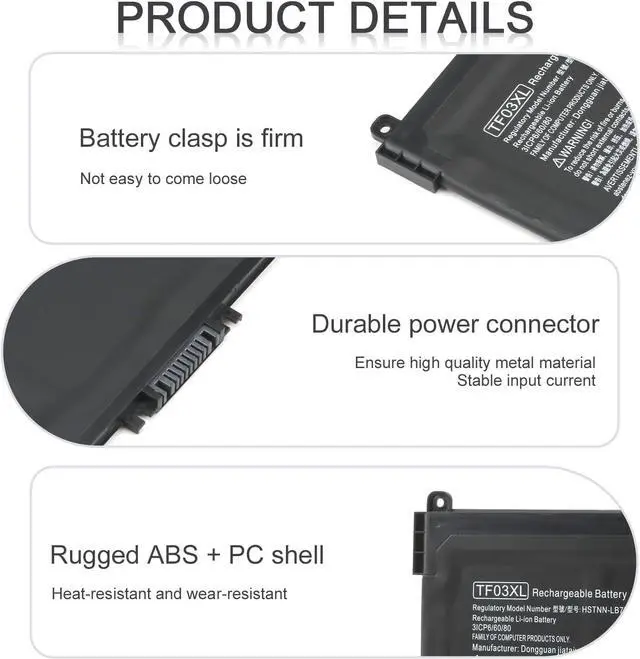 Alt view image 3 of 6 - TF03XL 920070-855 Spare Battery for HP Pavilion x360 14m-cd0001dx 14m-cd0003dx 15-cc0xx 15-cc023cl 15-cc123cl 15-cc050wm 17-ar050wm 15-cc 15-cd 14-bf 14-bf050wm Serie tpn-q190920046-121