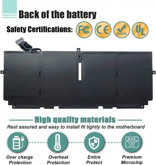Alt view image 5 of 7 - 722KK Battery Replacement for Dell XPS 13 9300 (2020), XPS 13 9310 (2020), XPS 13 9380 (2020) P117G P117G002 P117G001 Series