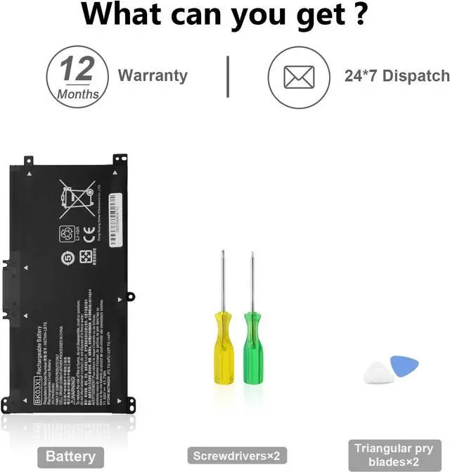 Alt view image 6 of 7 - BK03XL Laptop Battery for HP Pavilion X360 14-BA 14M-BA Series 14-BA253CL 14M-BA114DX 14M-BA011DX 14-BA1XX 14-BA2XX 14-BA153CL 14-BA125CL 14M-BA013DX 14-BA175NR 14M-BA1XX 14M-BA0XX(11.55V/41.7Wh)