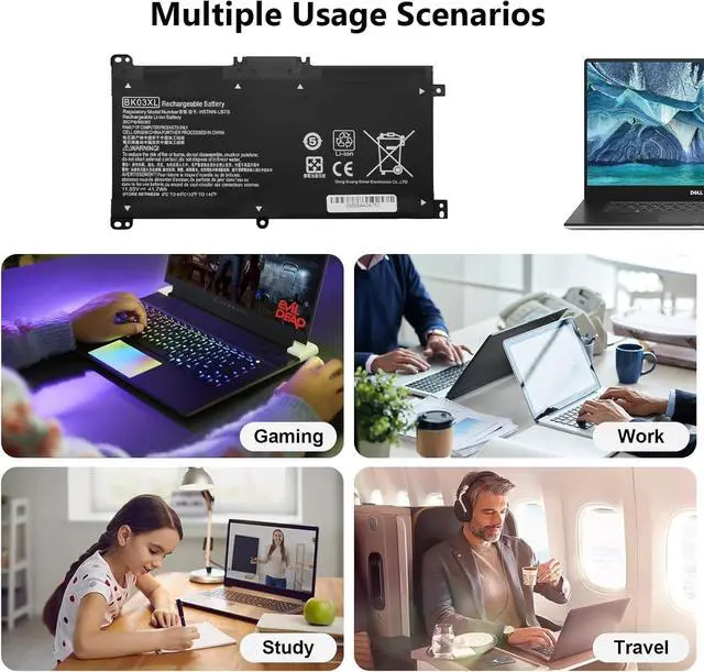 Alt view image 7 of 7 - BK03XL Laptop Battery for HP Pavilion X360 14-BA 14M-BA Series 14-BA253CL 14M-BA114DX 14M-BA011DX 14-BA1XX 14-BA2XX 14-BA153CL 14-BA125CL 14M-BA013DX 14-BA175NR 14M-BA1XX 14M-BA0XX(11.55V/41.7Wh)