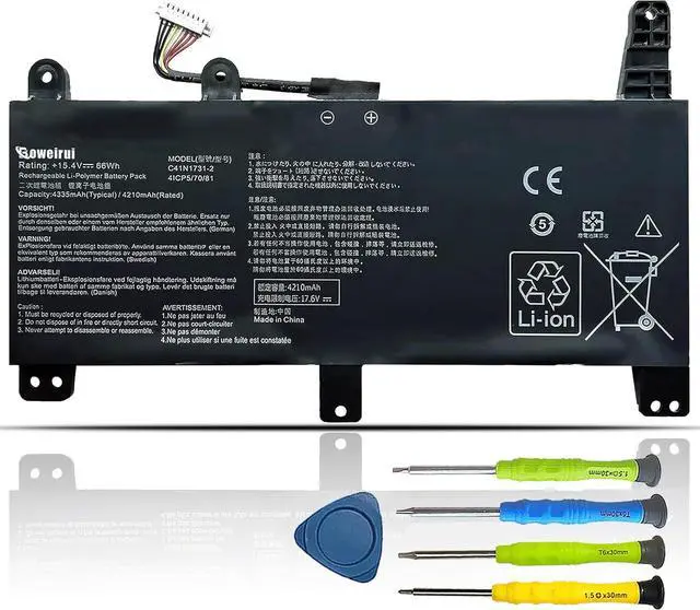 Main image of C41N1731-2 Laptop Battery Compatible with Asus ROG Strix G17 G712 G712LU,G712LV G712LW G712LWS,G512LU G512LV G512LW G512LWS,G531GU G531GV G531GW,G532LV G532LW G532LWS,G731GU G731GV G731GW