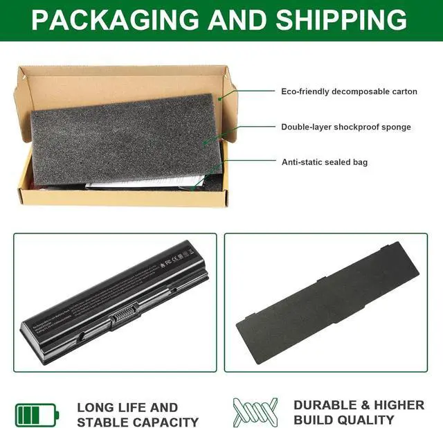 Alt view image 7 of 7 - TREE.NB Laptop Battery for Toshiba PA3534U-1BRS Toshiba Satellite A200 A205 L201 L202 L203 L205 L300 L300D L305 L305D 11.1V 5200mAh Black