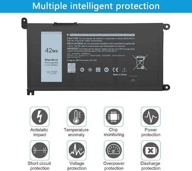 Alt view image 4 of 7 - YRDD6 Laptop Battery Replacement for Dell inspiron 15 3000 3582 3583 3501 3593 inspiron 15 5000 Series 5582 559055915593 5594 5598 3493 5493 5491 5482 7586 Inspiron 17 3000 Vostro 5481 VX1H 0VM732