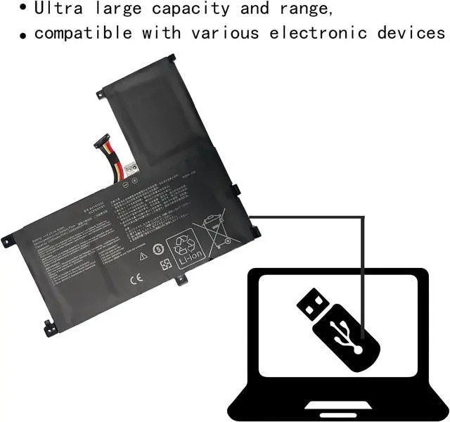 Alt view image 3 of 6 - B41N1532 0B200-02010100 Laptop Battery Replacement for Asus Zenbook Flip UX560 UX560UA UX560UA-1B Q504U Q504UA Q504UAK Q504UA-BBI5T12 Q504UA-BHI5T13 Q504UA-BI5T26 Q504UA-BHI7T21 Series(15.2V 50Wh)