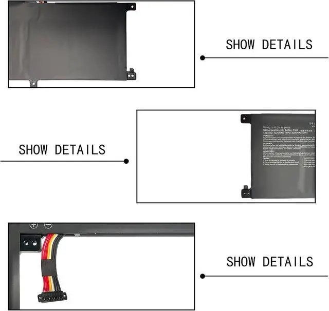 Alt view image 4 of 6 - B41N1532 0B200-02010100 Laptop Battery Replacement for Asus Zenbook Flip UX560 UX560UA UX560UA-1B Q504U Q504UA Q504UAK Q504UA-BBI5T12 Q504UA-BHI5T13 Q504UA-BI5T26 Q504UA-BHI7T21 Series(15.2V 50Wh)