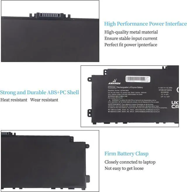 Alt view image 3 of 6 - M01118-421 PP03XL PV03XL Laptop Battery for HP Pavilion x360 13-BB 13-BB0000 14-DV 14-DV0000 14-DK 14-DK0000 14M-DW 15-EH Series Series PP03XL PPO3XL PVO3XL L83388-421 M01144-005