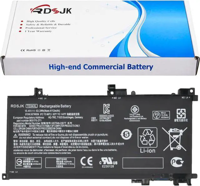 Main image of TE04XL Laptop Battery for HP Omen 15-AX200 15-AX250WM 15-AX243DX Pavilion 15-BC200NB 15-BC251NR 15-BC204NF 15-BC200NC 15-BC201NA 905175-271 905175-2C1 905277-855 HSTNN-UB7A HSTNN-DB7T 15.4V 63.3Wh