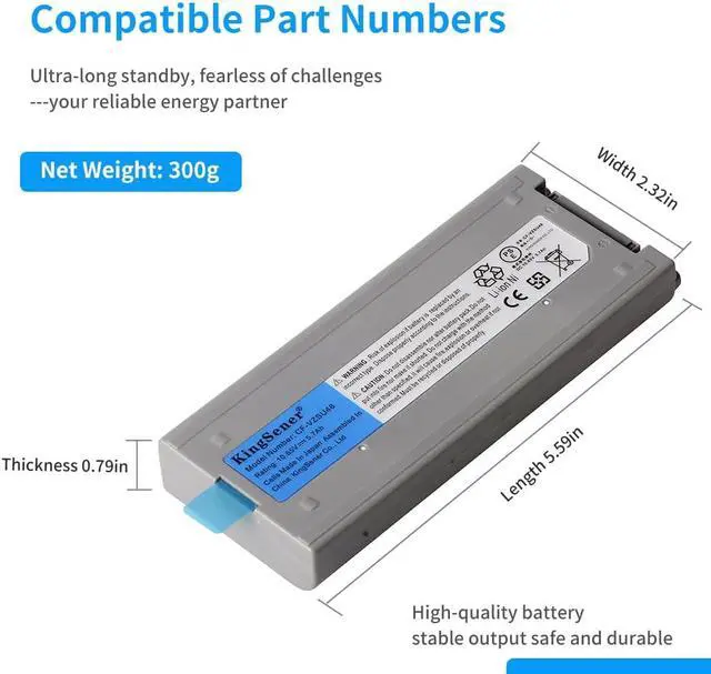 Alt view image 7 of 7 - CF-VZSU48 Laptop Battery for Panasonic Toughbook CF-19 CF19 CF-VZSU28 CF-VZSU48U CF-VZSU50 6CELL 10.65V 58WH