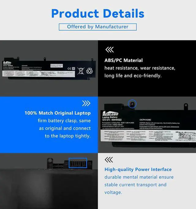 Alt view image 4 of 7 - 00HW022 Laptop Battery 24Wh 3-Cell, Compatible with Lenovo ThinkPad T460s/T470s Series Notebook, Replacement for 00HW023/00HW036/00HW037/SB10F46474/SB10F46475/SB10F46460/SB10F46461