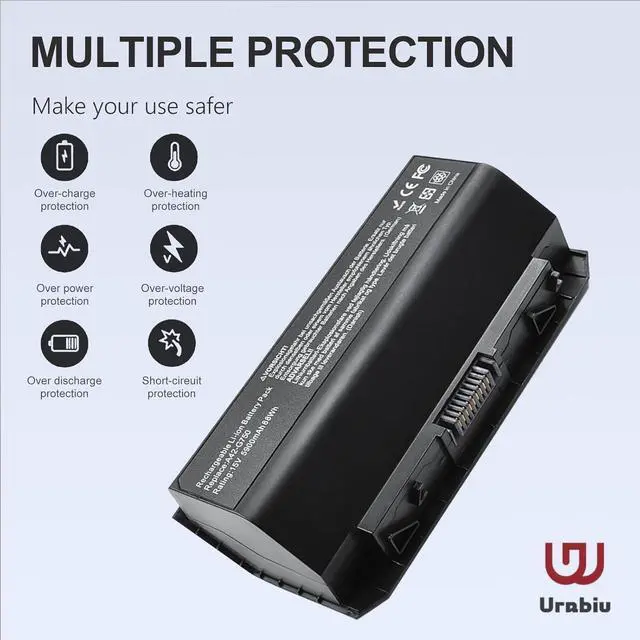 Alt view image 2 of 7 - 15V Compatible with ASUS Laptop Battery,8-Cell 5900mAh 88WH A42-G750 Laptop Battery Replacemen tG750 G750J G750JH G750JM G750JS G750JW G750JX BG750JZ and ROG Series 0B110-00200000M