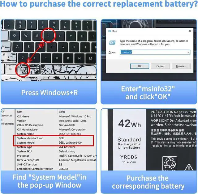 Alt view image 2 of 6 - YRDD6 42Wh Laptop Battery Replacement for Dell inspiron 14 15 17 3000 3501 3582 3583 3584 3593 3493 3793 5480 5481 5482 5485 5491 5493 5584 5585 5590 5591 5593 5594 5598 7586 Vostro 5481 1VX1H P93G