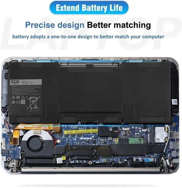 Alt view image 7 of 7 - ETESBAY C4K9V 7.4V 55WH Laptop Battery Replacement for Dell XPS 12 9Q33 -L221X 13 9333 Ultrabook 13 XPS13 13-L321X 13-L322X XPS L321X L322X Series 3H76R 489XN PKH18