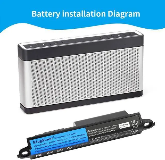 Alt view image 3 of 7 - 359495 359498 Battery for Bose SoundLink III 330107 330107A 330105 330105A 0330107 0330105 Soundlink 2 3 Soundlink Bluetooth Mobile Speaker II III 404600 404800 404900 414255 11.1V/2230mAh