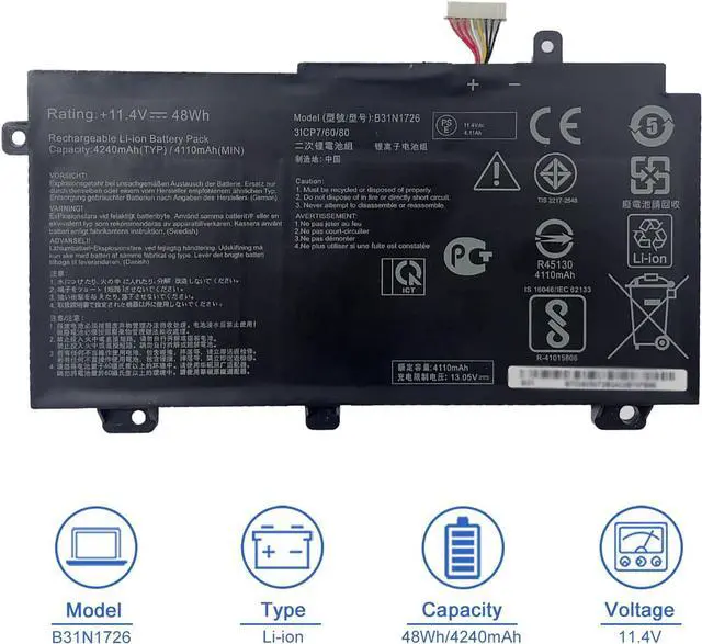 Alt view image 2 of 6 - JOTACT B31N1726 Laptop Battery Compatible with Asus FX80 FX86 TUF FX504 FX504GE FX504GM FX505 FX505DT FX505DY FX505GE FX505GD FX505GM A15 FA506IU A17 FA706II Serie B31BnEH B31Bn91 A41LK9H 48Wh