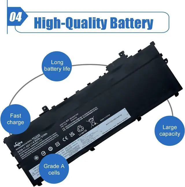 Alt view image 5 of 6 - Dentsing 01AV430 SB10K97587 Laptop Battery Compatible with Lenovo ThinkPad X1 Carbon 5th Gen 2017 6th Gen 2018 Series Notebook 01AV429 01AV431 01AV494 SB10K97586 SB10K97588 11.52V 57Wh 4830mAh