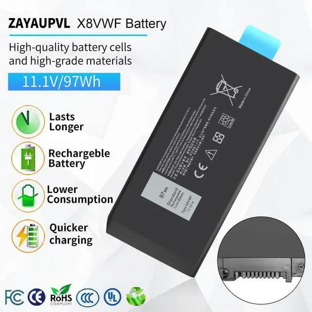 Alt view image 2 of 7 - 97Wh X8VWF Battery for Dell Latitude 14 Rugged 5404 5414 E5404 Extreme 7404 7414 E7404 Series P45G P46G P46G001 P46G002,Replacement DKNKD CJ2K1 XRJDF 4XKN5 5XT3V VCWGN XN4KN YGV51 11.1V
