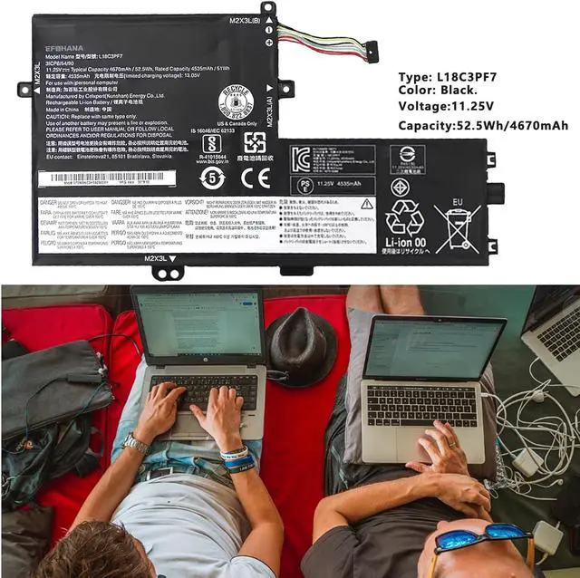 Alt view image 2 of 7 - L18C3PF7 Laptop Battery Replacement for Lenovo IdeaPad S340-14API 14IIL 14IML C340-15IIL 15IWL Flex-15IWL 15IML Series Notebook L18L3PF2 L18M3PF7 L18L3PF3 L18M3PF6 L18C3PF6 11.25V 52.5Wh 4670mAh