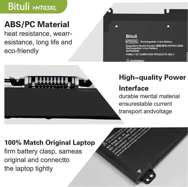Alt view image 4 of 7 - HT03XL Battery for HP,L11119-855,Laptop Battery Replacement for Pavilion 15-DB Series14M-DH0003DX 14M-DH1003DX 15T-CS200 15-DY0013DX 15-DY1023DX 15-DY1751MS 15-CS3073CL 41.9Wh 3630mAh
