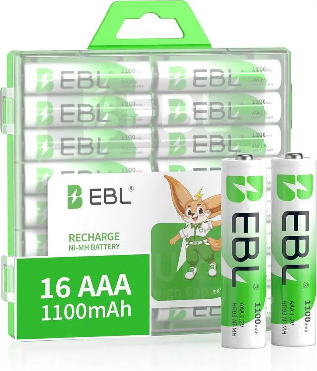 Main image of EBL Rechargeable AAA Batteries (16-Counts) Ready2Charge 1100mAh 1.2V Ni-MH Battery