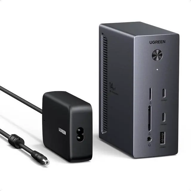 Main image of UGREEN Revodok Pro 314 USB C Docking Station 3 Monitors 2HDMI & DP with 8K DP/4K HDMI, 100W PD, 10Gbps USB Ports, Gigabit Ethernet, SD/TF 170MB/s, 3.5mm Audio, 90cm Cable.140W Power Adapter